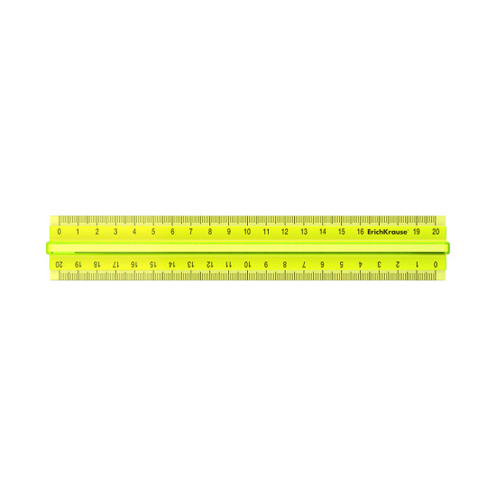 Линейка канцелярская, 20 см, двусторонняя, пластик, держатель, тонированная, цвет желтый, европодвес Neon Erich Krause 53867