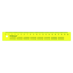 Линейка канцелярская, 20 см, пластик, с таблицей умножения, цвет желтый, неон, европодвес Erich Krause 57848
