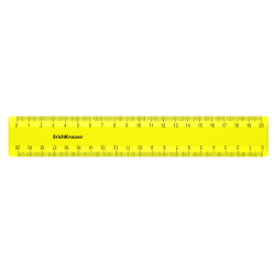 Линейка канцелярская, 20 см, пластик, цвет желтый, европодвес Neon Solid Erich Krause 50577