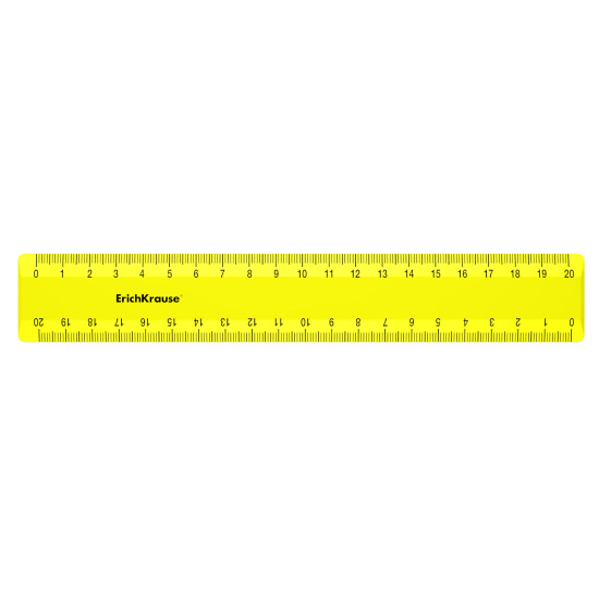 Линейка канцелярская, 20 см, двусторонняя, пластик, цвет желтый, европодвес Neon Solid Erich Krause 50577