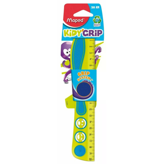Линейка, канцелярская, 20 см, односторонняя, пластик, волнистая линия, Kidy'grip, Maped, 278710