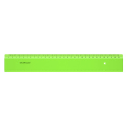 Линейка канцелярская, 30 см, односторонняя, пластик, цвет зеленый, неон, европодвес Erich Krause 53003
