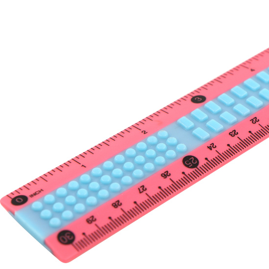 Линейка канцелярская, 30 см, двусторонняя, пластик, для левшей и правшей, цвет голубой/розовый, европодвес Лего КОКОС 240713