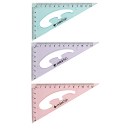 Треугольник, пластик, 30 градусов, 13 см, гибкий, ассорти 3 вида, Pastel, КОКОС, 253979