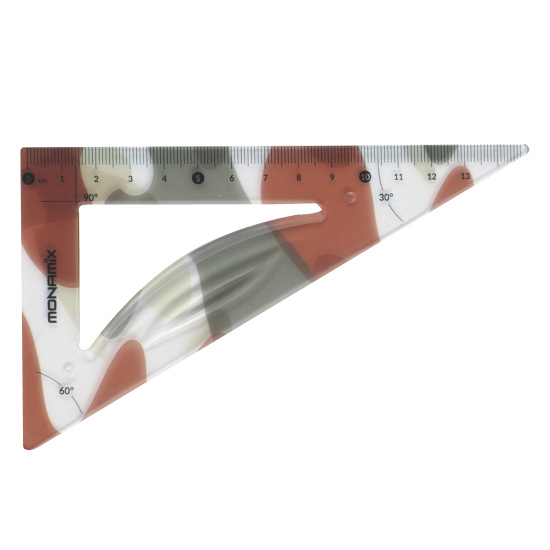 Треугольник пластик прозрачный, 30 градусов, 13 см, гибкий, цвет с рисунком Military КОКОС 216168