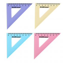 Треугольник пластик, 45 градусов, 7 см, цвет 4 цвета Pastel Erich Krause 57873