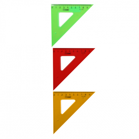 Треугольник пластик тонированный, 45 градусов, 9 см, цвет 4 цвета Стамм ТК32