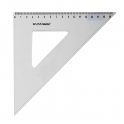 Треугольник пластик, 45 градусов, 16 см, цвет прозрачный Clear Erich Krause 52974