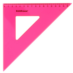 Треугольник пластик тонированный, 45 градусов, 16 см, цвет розовый Neon Erich Krause 53006