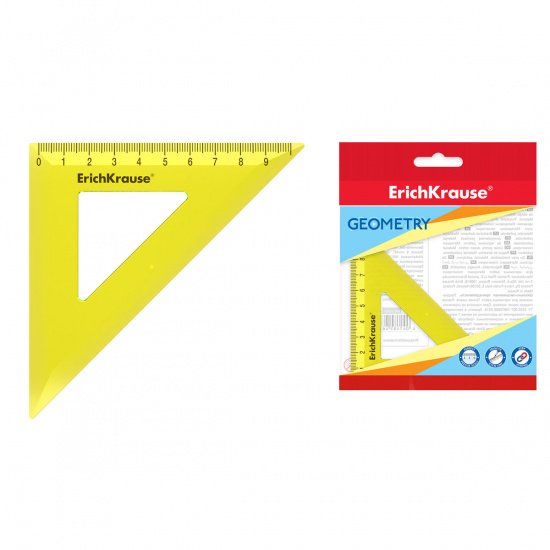 Треугольник 45*100 пластиковый Erich Krause Neon 49548 тонированный желтый