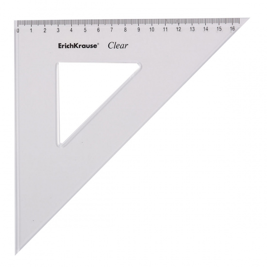 Треугольник пластик, 45 градусов, 16см Clear Erich Krause 41518
