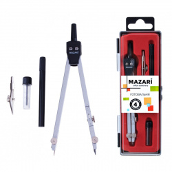 Готовальня 4пр Mazari M-4504 черный пластиковый футляр еврроподвес