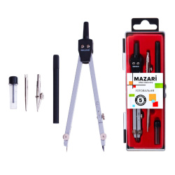 Готовальня 5пр Mazari M-4505 черный пластиковый футляр европодвес