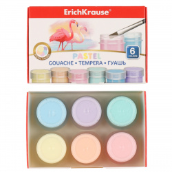 Гуашь 6цв 20 мл ЕК Pastel 50540 карт/уп