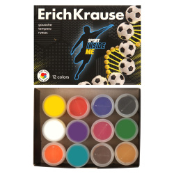 Гуашь 12 цветов 20мл Erich Krause Sport DNA картонная коробка 61773