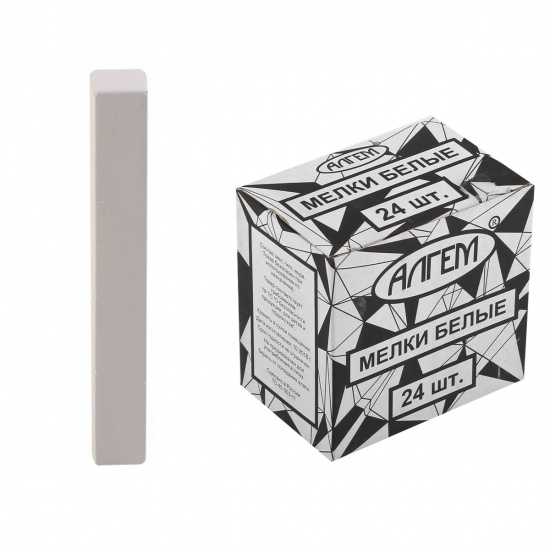 Мел белый, 24шт, d-12мм, форма квадратная, картонная коробка Алгем НМБ-24
