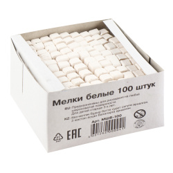 Мел белый, 100шт, d-12мм, форма квадратная, картонная коробка Алгем МШБ-100/К