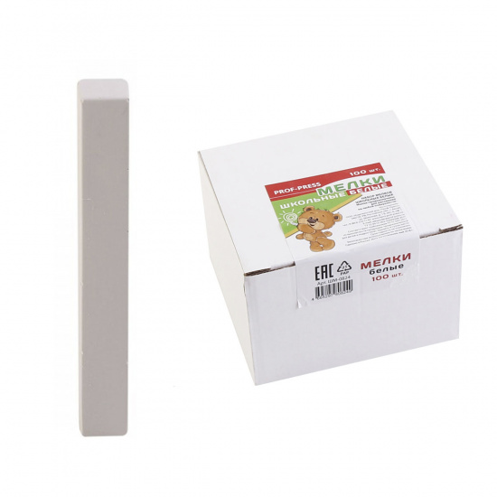 Мел белый 100шт d-12мм Проф-Пресс ШМ-0824 картонная коробка