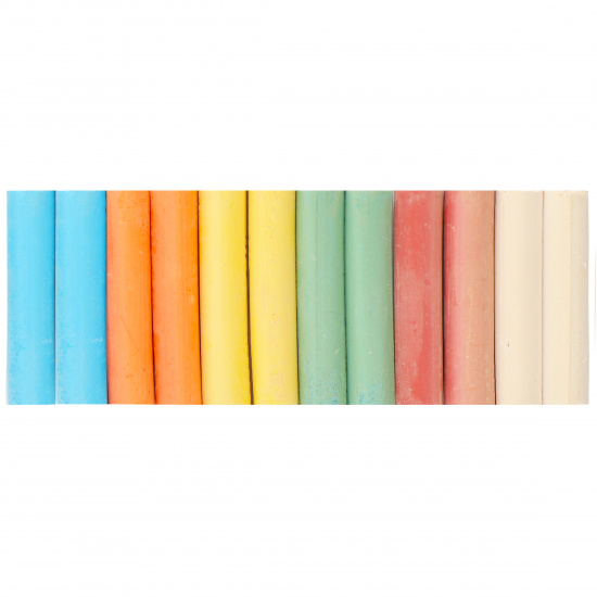 Мел для доски и асфальта, цветной, 12 шт, d-13 мм, форма круглая, картонная коробка Color chalk Globus МШЦ12