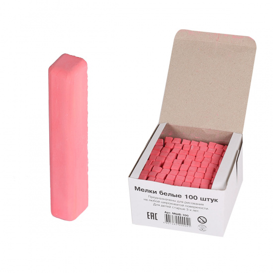 Мел красный, 100шт, d-10мм, форма квадратная, картонная коробка Алгем МШЦК-100