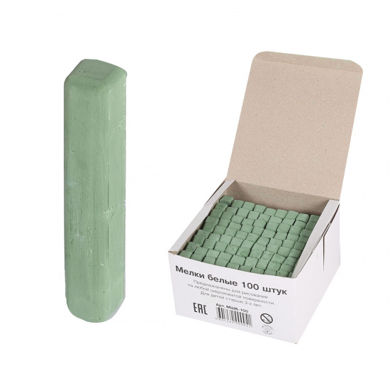 Мел зеленый, 100шт, d-10мм, форма квадратная, картонная коробка Алгем МШЦЗ-100