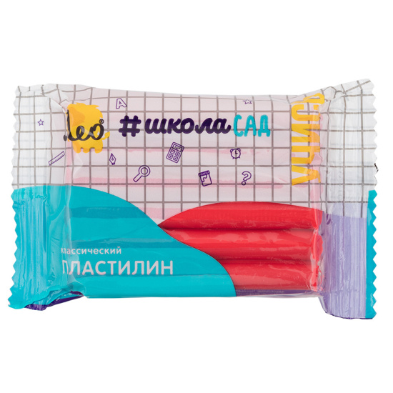 Пластилин 1 цвет, 50 гр, цвет красный, полиэтиленовая упаковка ШколаСад Классический Лео LMC-50