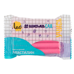 Пластилин, 1 цвет, 50 гр, цвет розовый, полиэтиленовая упаковка, Классический, Лео, LNMC-50