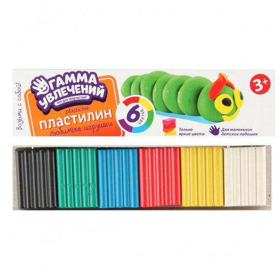 Пластилин 6 цветов 60гр Гамма увлечений Любимые игрушки без стека картонная коробка 8042506/ПЛИ606
