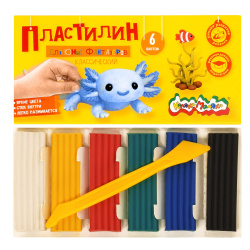 Пластилин, 6 цветов, 90 гр, стек, картонная коробка, Для юных фантазёров, Каляка-Маляка, ПКМ06-ПК