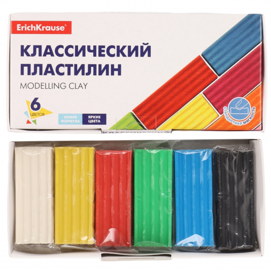 Пластилин 6 цветов, 96 гр, картонная коробка Basic Erich Krause 50557