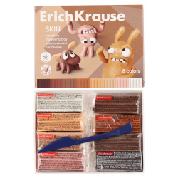 Пластилин 8 цветов 144гр Erich Krause Jolly Friends Skin со стеком картонная коробка 61353