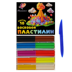 Пластилин, 10 цветов, 150 гр, восковой, стек, картонная коробка, Фантазия, Луч, 35С 2301-08