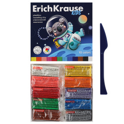 Пластилин 10 цветов, 180 гр, стек, картонная коробка Kids Space Animals Erich Krause 61331