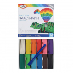 Пластилин, 12 цветов, 240 гр, стек, картонная коробка, Классический, Гамма, 281033