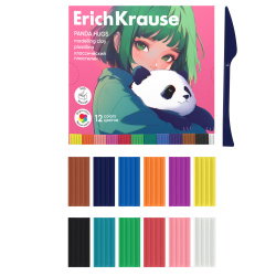 Пластилин 12 цветов 180гр Erich Krause Panda Hugs мягкий со стеком картонная коробка 62976