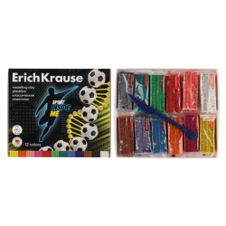 Пластилин 12 цветов 180гр Erich Krause Sport DNA мягкий со стеком картонная коробка 61777