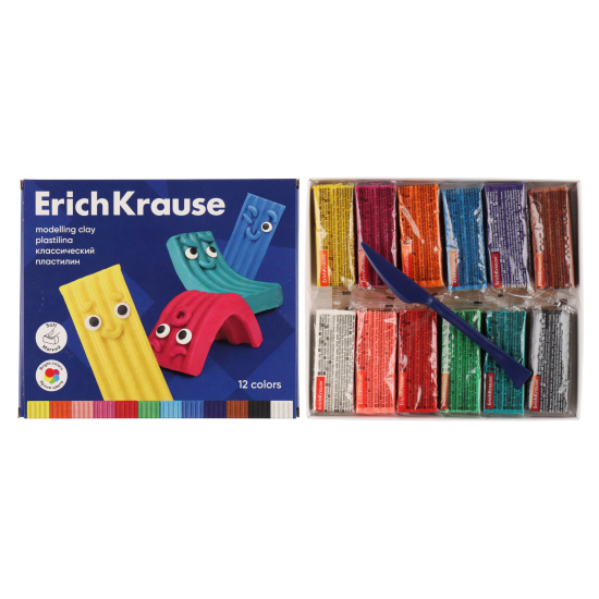 Пластилин 12 цветов, 180 гр, стек, картонная коробка Color Friends Erich Krause 61341