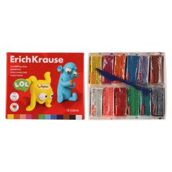 Пластилин 12 цветов 216гр Erich Krause Jolly Friends со стеком картонная коробка 61347