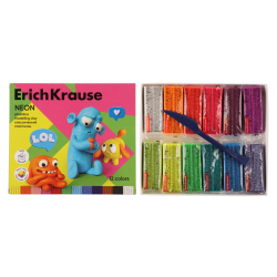 Пластилин 12 цветов 216гр Erich Krause Jolly Friends Neon со стеком картонная коробка 61355