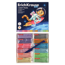 Пластилин 12 цветов, 216 гр, стек, картонная коробка Kids Space Animals Candy Pearl Erich Krause 61336