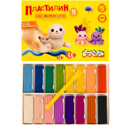 Пластилин, 16 цветов, 240 гр, стек, картонная коробка, Для юных фантазёров, Каляка-Маляка, ПКМ16-ПК