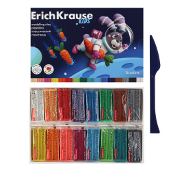 Пластилин 16 цветов, 288 гр, стек, картонная коробка Kids Space Animals Erich Krause 61333