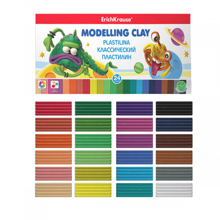 Пластилин 24 цвета, 360гр, стек, картонная коробка Классический ...