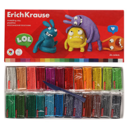 Пластилин 24 цвета 432гр Erich Krause Jolly Friends со стеком картонная коробка 61350