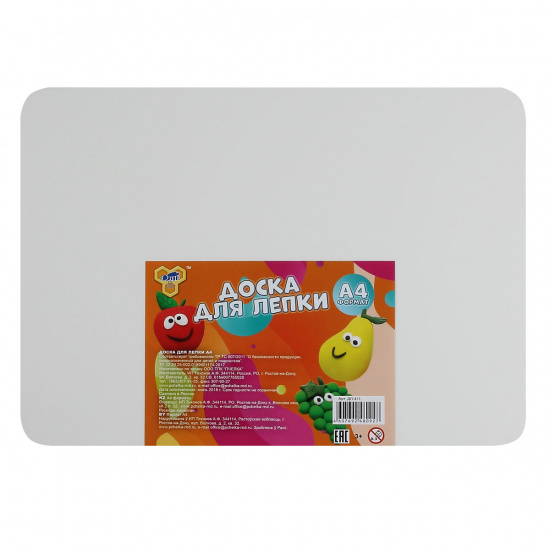 Доска для лепки Эконом А4, пластик, цвет белый, полиэтиленовая упаковка Пчелка ДЛ-411