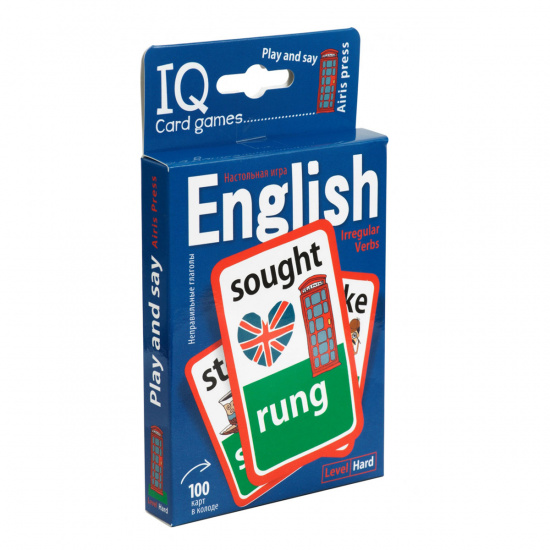 Развивающие карточки 100шт Айрис-пресс Умные игры с картами Английские неправильные глаголы Уровень 2 синий 26751 