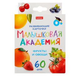 Развивающие карточки, 90*100 мм, картон мелованный, 60 шт, картонная коробка, европодвес, Малышковая Академия, Hatber, НП_32980
