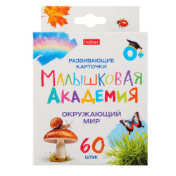 Развивающие карточки, 90*100 мм, картон мелованный, 60 шт, картонная коробка, европодвес, Окружающий мир, Малышковая Академия, Hatber, НП_32982