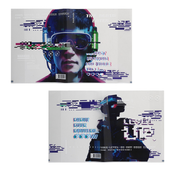 Обложка Cyber Game для тетрадей и дневников, полипропилен, 212*347 мм, 80 мкм, 12 шт, цвет прозрачный с рисунком Erich Krause 61121