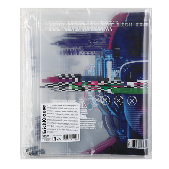 Обложка Cyber Game для тетрадей и дневников, полипропилен, 212*347 мм, 80 мкм, 12 шт, цвет прозрачный с рисунком Erich Krause 61121